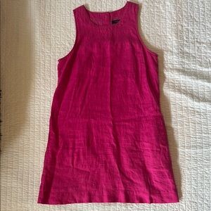 J. Crew Maxine Button Back Shift Tank Dress 100% Linen - Hot Pink, Small